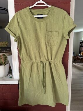 United By Blue Impact Collection 100% Cotton Green Drawstring Pocket Mini Dress